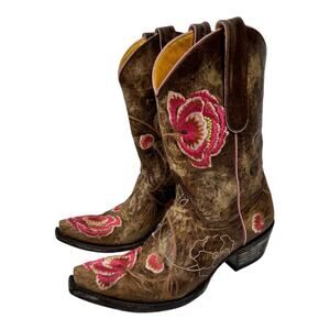 Old Gringo Marsha Western Cowboy Boots 6 Pink Brown Leather Embroidered Boho
